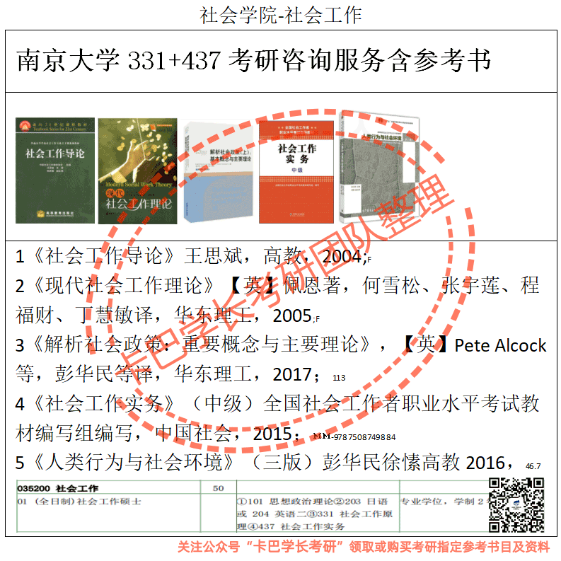 南京大學考研社會工作專業綜合考研真題資料和答案