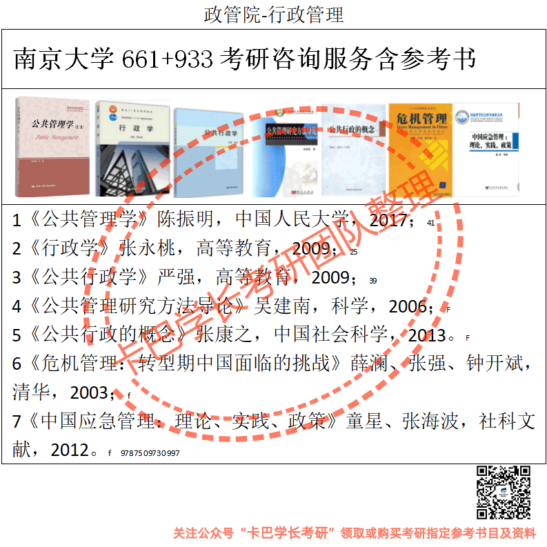 南京大學考研行政管理專業綜合考研真題資料和答案