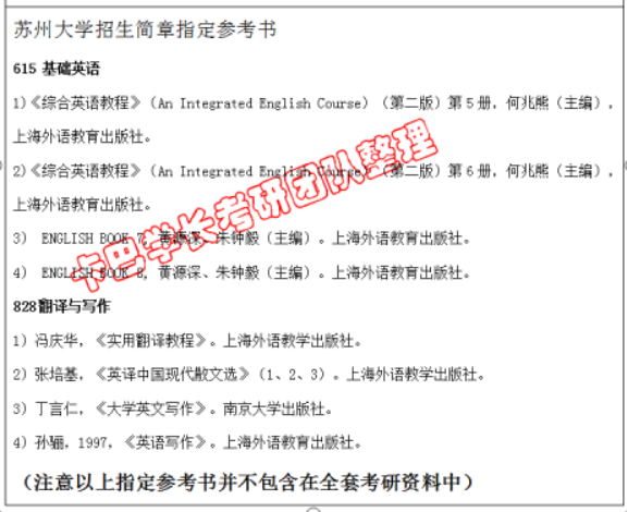 23考研蘇州大學外國語學院615+828考研參考書真題資料清單